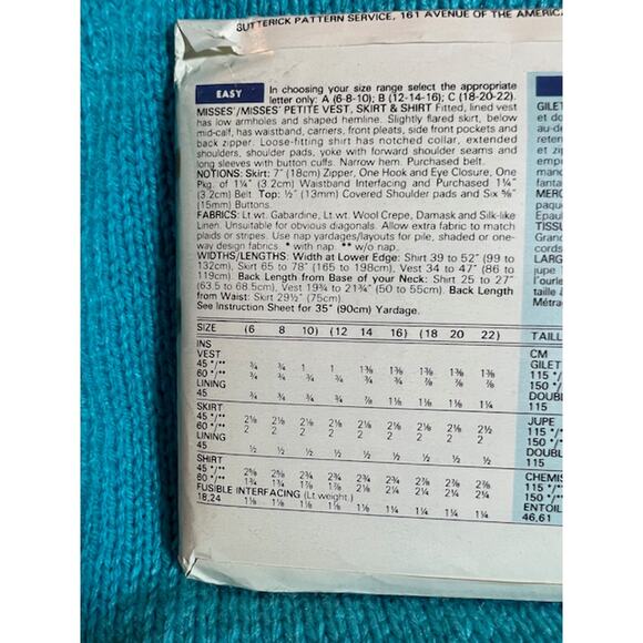 Butterick Sewing pattern 6568 blouse midi skirt vest - Picture 4 of 6